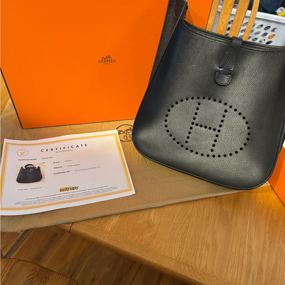 Hermes Black Perforated Logo Shoulder Bag